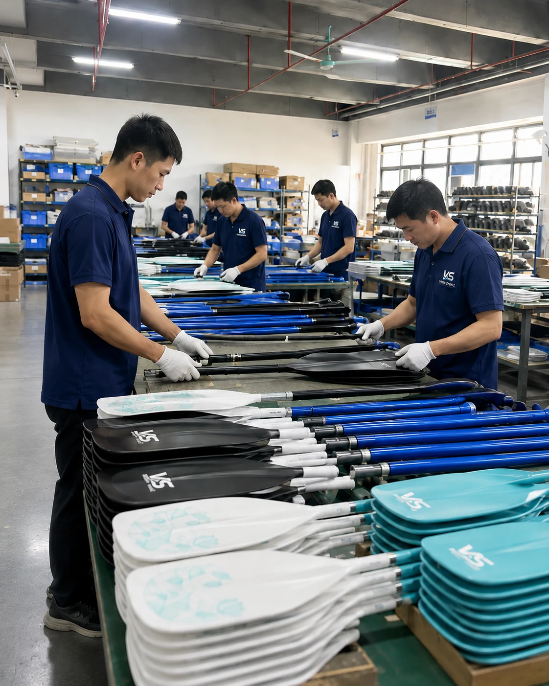 Vision Sports paddle assembly line in Huizhou