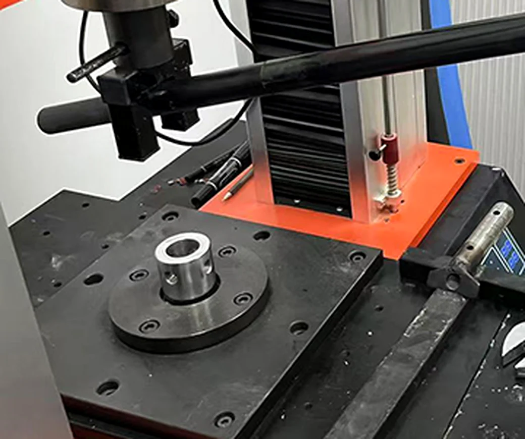 Paddle shaft positioned in a mechanical test fixture