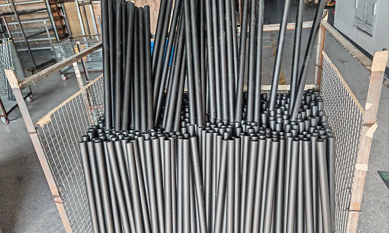 Organized paddle shaft and component materials ready for production