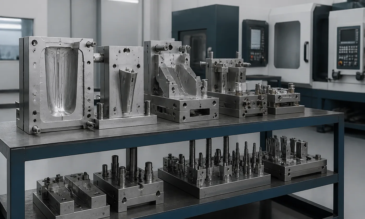 Organized molds and tooling prepared for manufacturing review
