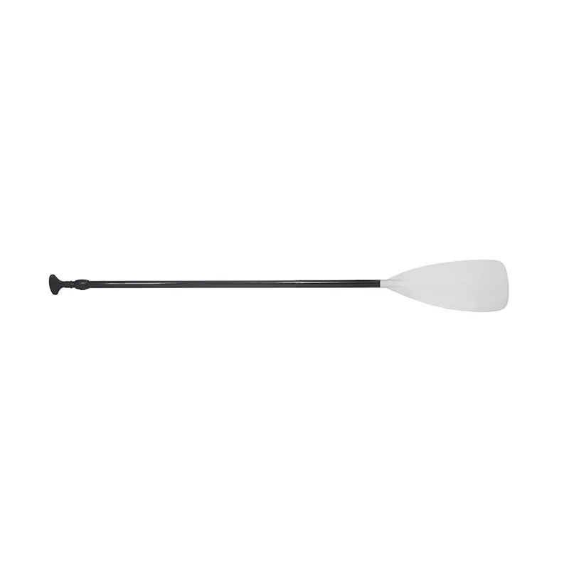 Side view of an adjustable SUP paddle with a white blade